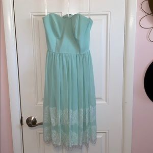 Strapless Flowy Mint Dress
